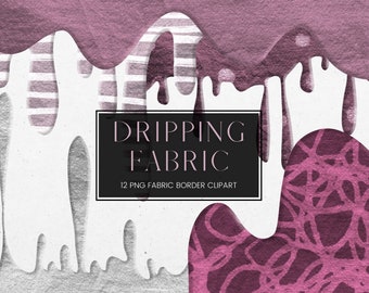 Purple Linen Dripping Fabric Border Clipart, Stripe Spot Drip Pattern Border, PNG Border Frames Overlays, Wedding Invitation Clip Art