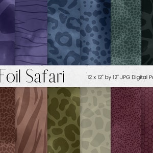 Safari Digital Paper, Metal Animal Print Texture, Dark Black Leopard Print Texture Background, Jungle Scrapbook Paper, Commercial Use