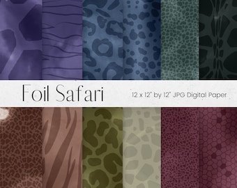 Safari Digital Paper, Metal Animal Print Texture, Dark Black Leopard Print Texture Background, Jungle Scrapbook Paper, Commercial Use
