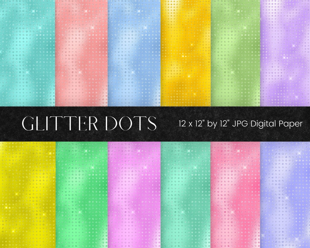 Colourful Glitter Dots Digital Paper, Pink Blue Green Digital ...
