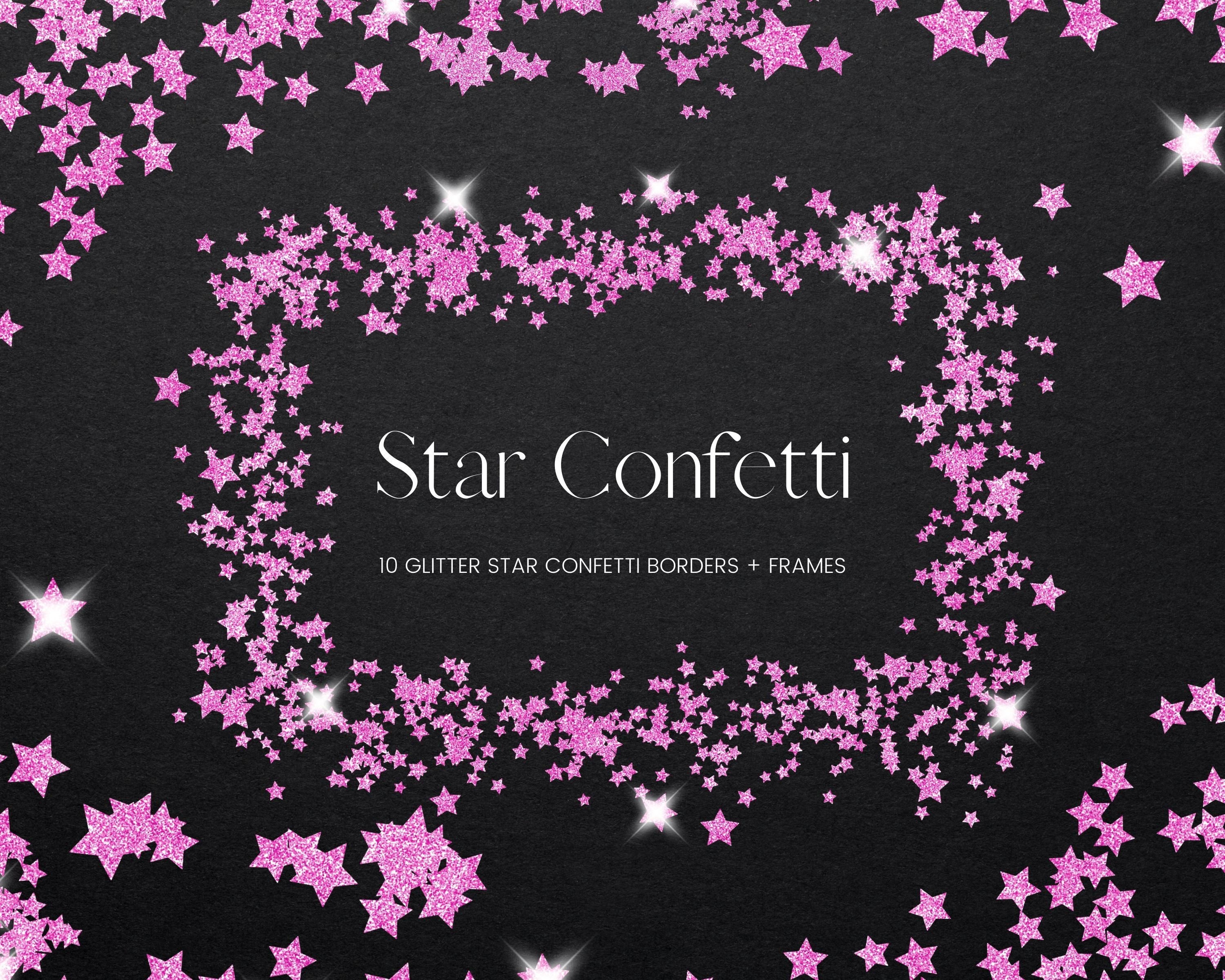 Pink Star Confetti Frames and Borders Clipart Glitter - Etsy