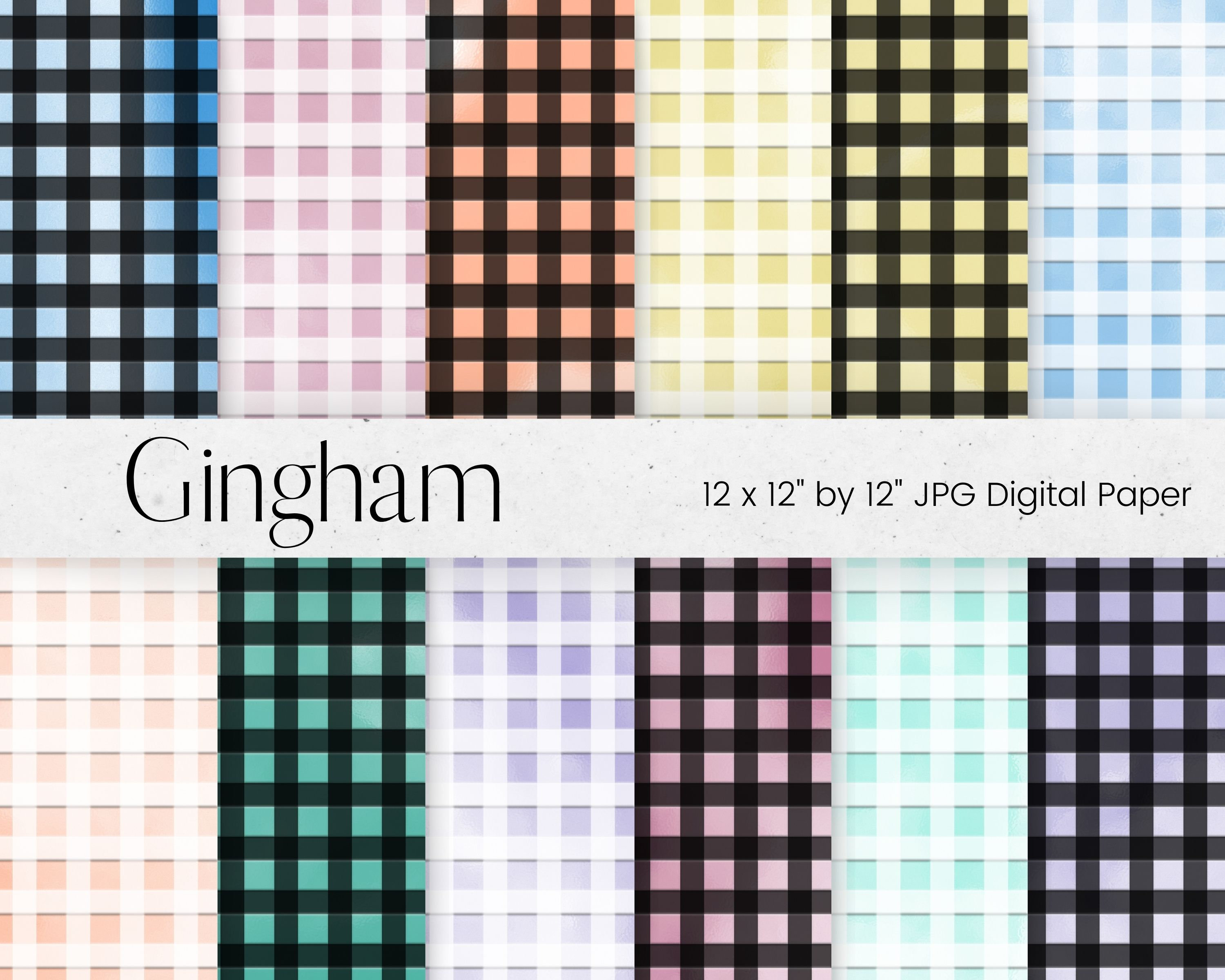 Gingham Digital Paper Pattern, Pastel Modern Scrapbook Paper Pattern ...