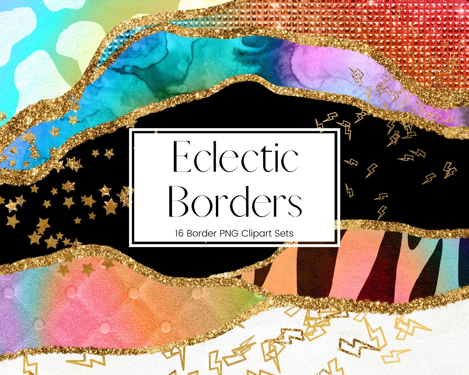 Eclectic Border Eclectic Border Clipart, Rainbow Border Overlays, Transparent PNG ...