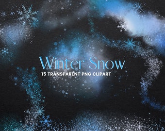Falling Winter Snow Overlay, Falling Blue Snow Clipart, Snowflakes Clip art, Christmas Transparent PNG Snow Overlay, Commercial use