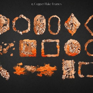 Copper Foil Frame Clipart, Metal Foil Flakes Overlays, PNG Copper ...