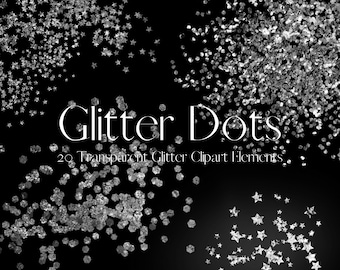 Silver Fine and Chunky Glitter Dots Clipart, Sparkling Glitter Overlays  Clip Art, Transparent Glitter Fairy Dust, Commercial Use