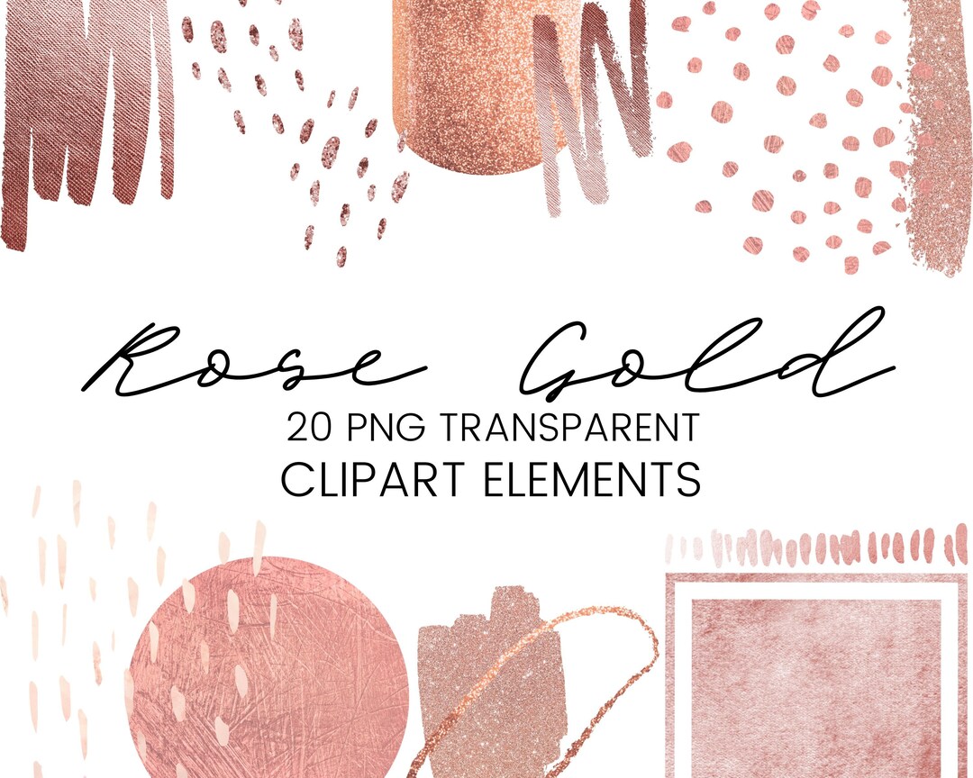 20 Rose Gold Shape Elements Clipart, Digital Circle, Triangle, Square