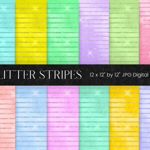 Carta digitale con strisce glitterate colorate, scrapbooking digitale rosa blu verde, texture glitter e lamina, sfondo stampabile scintillante immagine 1