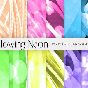 Neon Glowing Digital Paper Pattern, Neon Pattern, Pink, Blue Green Paper Texture Background, Digital Scrapbook Paper, Commercial Use
