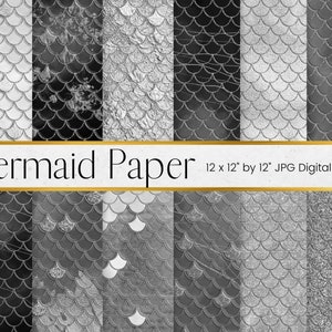 Silver Mermaid Scales Paper Pattern, Grey Glitter Scrapbook Paper Pattern, Black Glitter Fish Scale Background Textures, Commercial Use