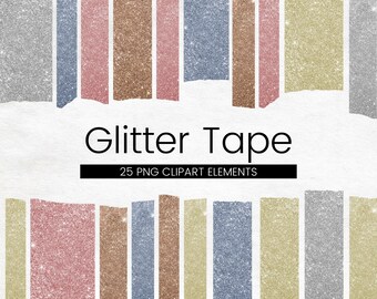 25 Glitter Washi Tape Clipart, digitale Elemente Handwerk Tape Clipart Overlay, Png-Dateien, rosa, blau, Gold, sofortiger Download, kommerzielle Nutzung