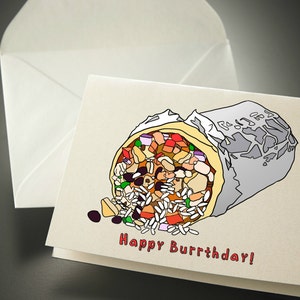 5 x 7 Printable Happy Birthday Burrito Food funny Birthday | Etsy