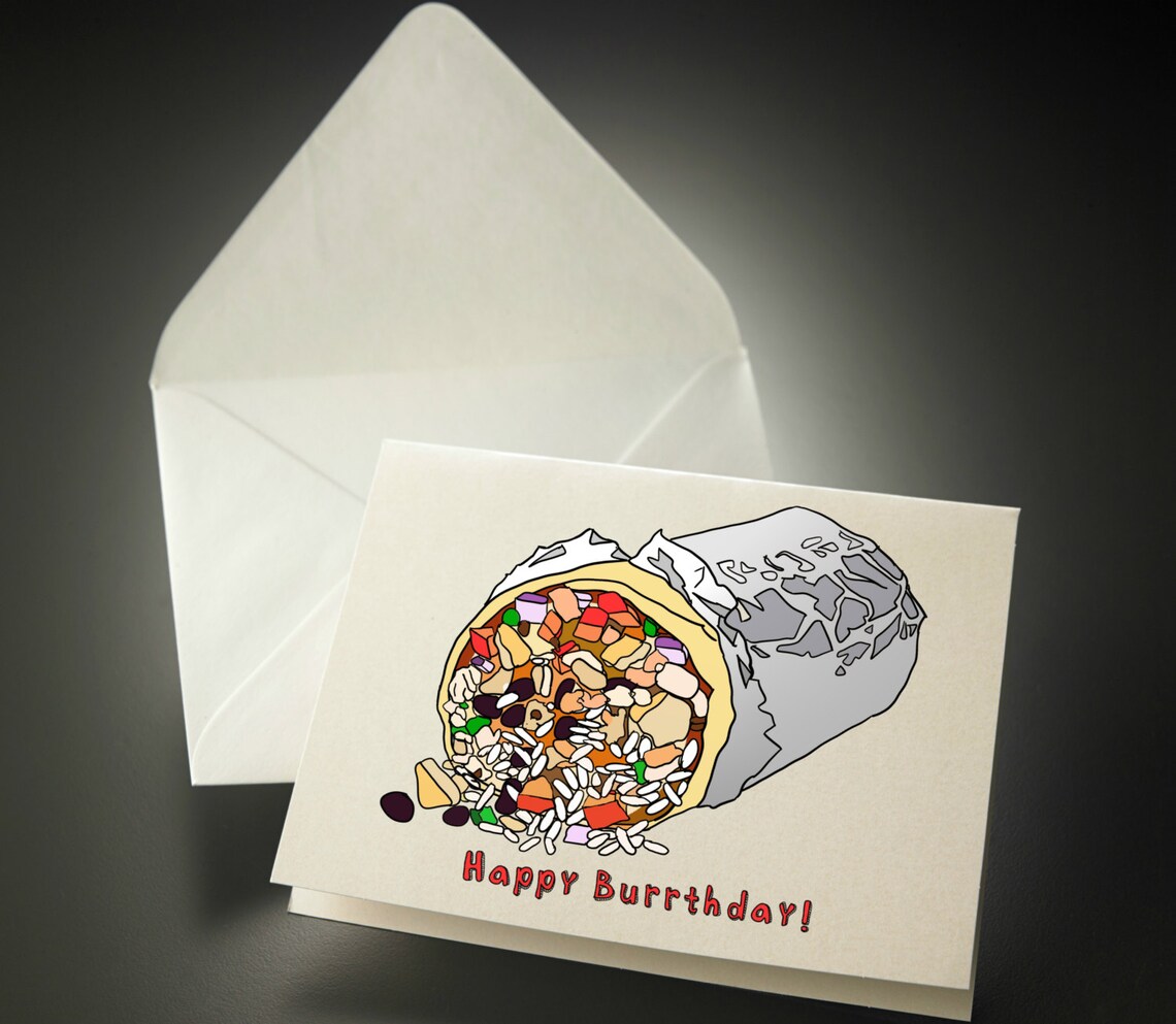 5 x 7 Printable Happy Birthday Burrito Food funny Birthday Etsy