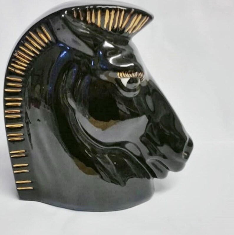 HARRIS POTTERIES CHICAGO Black Trojan Horse Head Ceramic Etsy