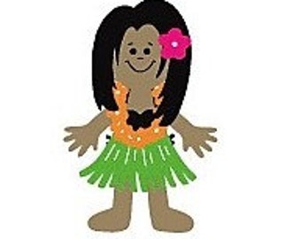 Cricut Die Cut Figure  Paper Doll Dress Up Island Girl +3 Accessories