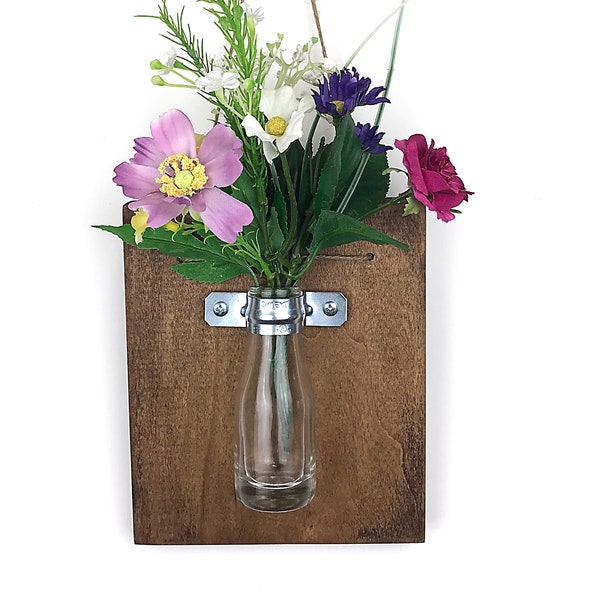 Wall Vase Sconce, Farmhouse Wood Wall Vase, Hanging Vase, Bud Vase, Flower Vases, Wall Vases, Gift for her, Gift under 20, Housewarming Gift