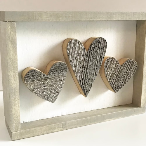 Barnwood Hearts Heart Wall Art Wood Wall Art Reclaimed Wood Etsy