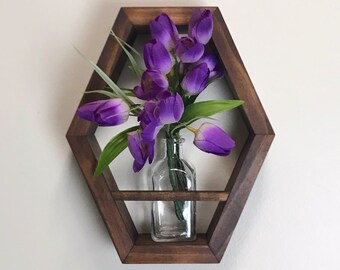 Wall Vase, Hexagon Shelf Vase, Hanging Vase, Bud Vase, Flower Vases, Wall Vases, Gift for her, Housewarming gift