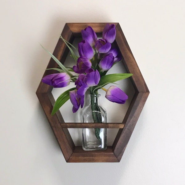 Wall Vase, Hexagon Shelf Vase, Hanging Vase, Bud Vase, Flower Vases, Wall Vases, Gift for her, Housewarming gift