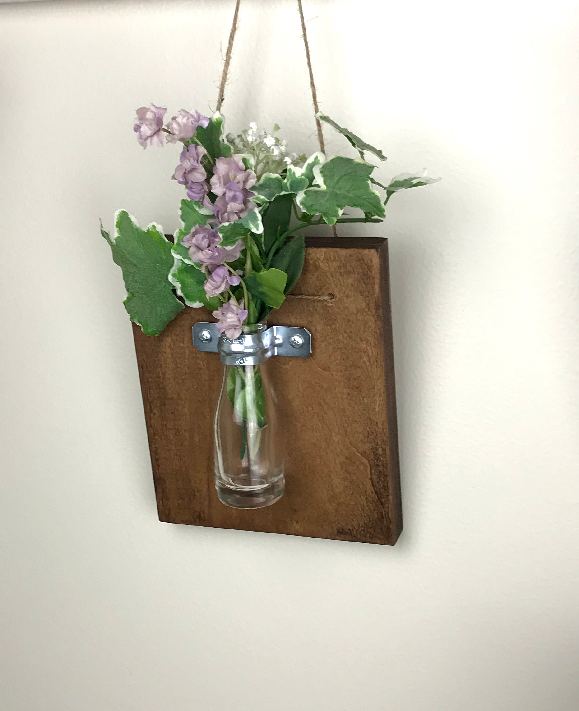 Wall Vase Sconce Set Farmhouse Wood Wall Vase Hanging Vase Etsy