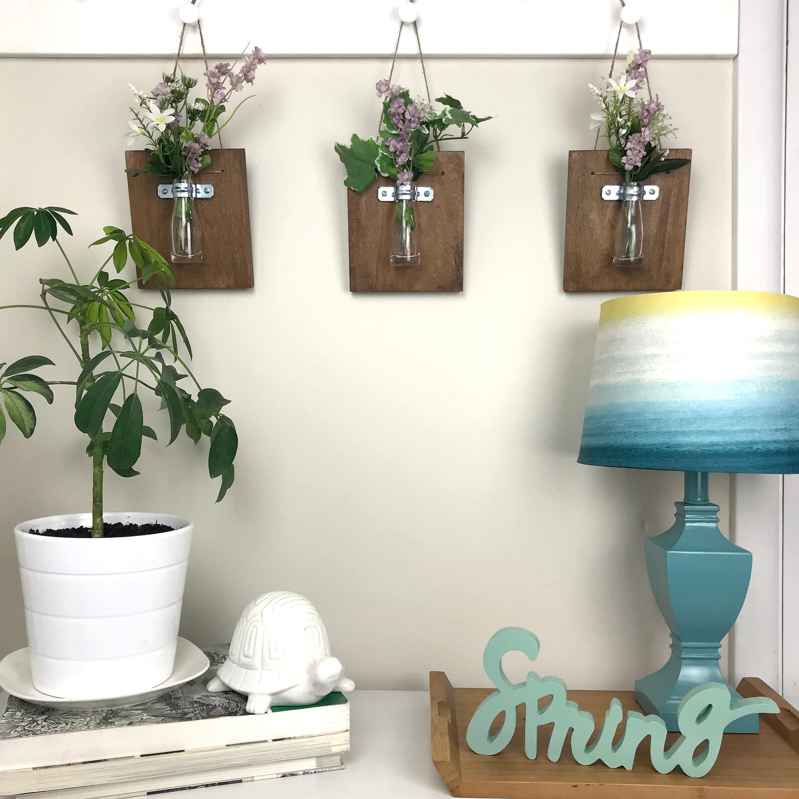 Wall Vase Sconce Set Farmhouse Wood Wall Vase Hanging Vase Etsy