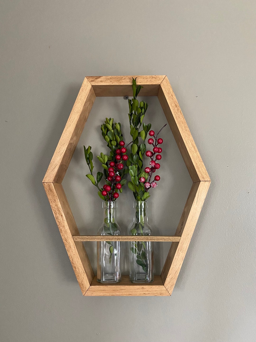 Wall Vase Hexagon Shelf Vase Hanging Vase Bud Vase Flower Etsy