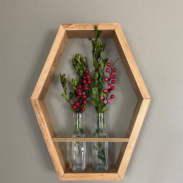 Wall Vase, Hexagon Shelf Vase, Hanging Vase, Bud Vase, Flower Vases, Wall Vases, Vase Sconce, Gift for her
