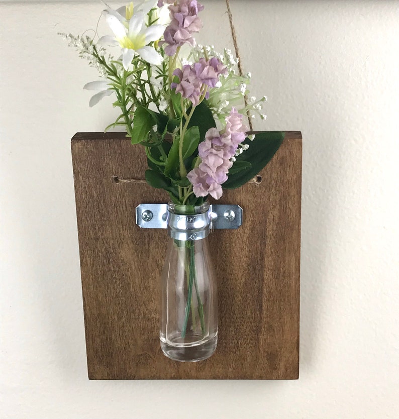 Wall Vase Sconce Farmhouse Wood Wall Vase Hanging Vase Bud Etsy