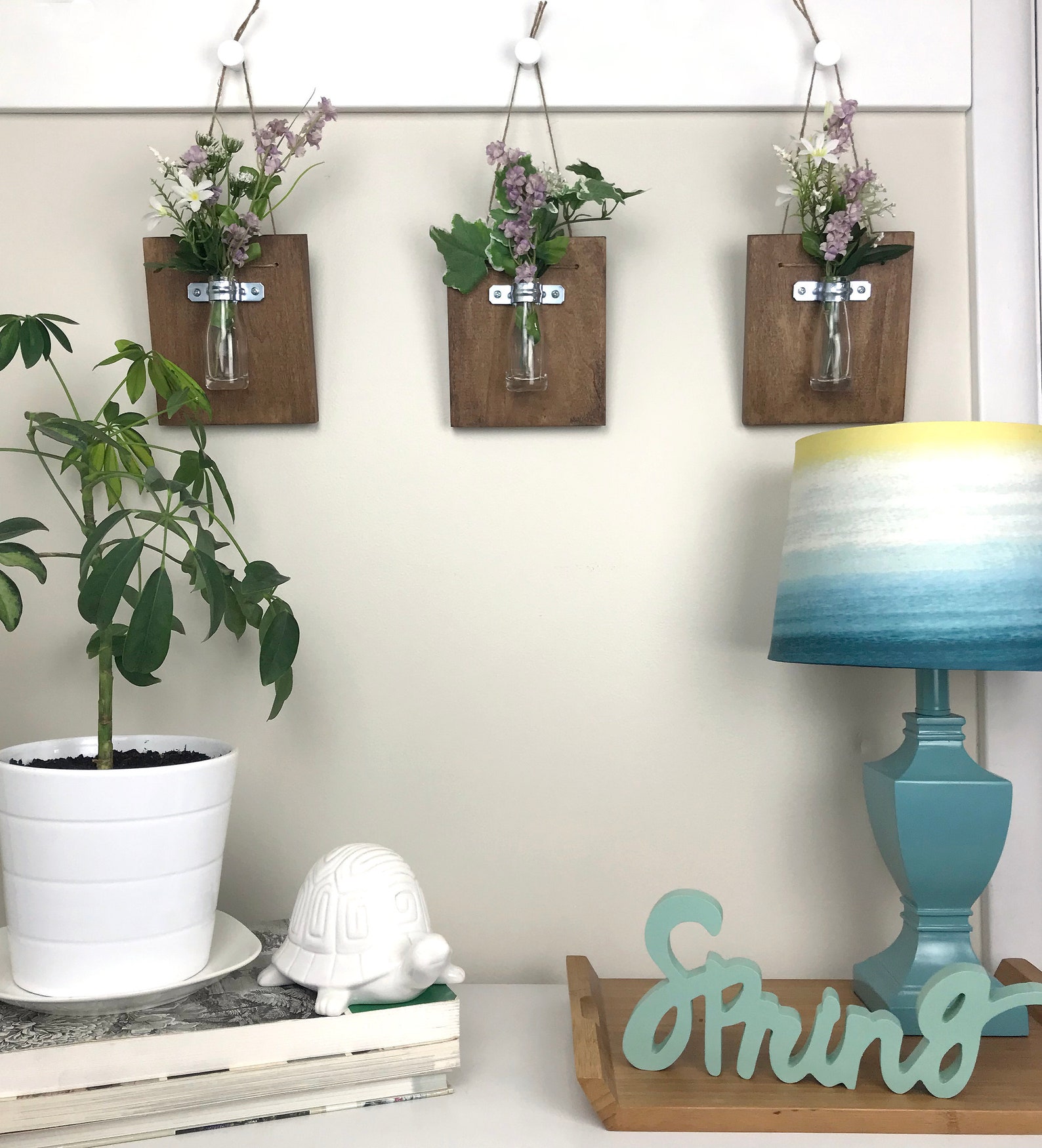 Wall Vase Sconce Set Farmhouse Wood Wall Vase Hanging Vase Etsy