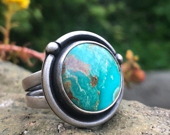 Turquoise Ring, Royston Turquoise Ring, Sterling Silver Ring, Size 9 Ring