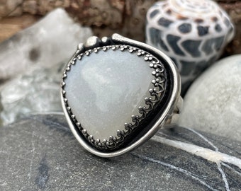 Grey Moonstone Ring Size 7.5