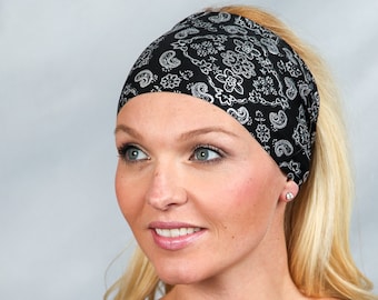 Women Headband Extra Wide; Black Fitness Headband for Yoga, Running, Workout