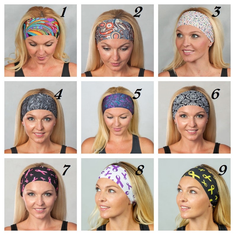 Women's headband-Buy 5 get 1 free RANDOM headband-headband for yoga-running-working out-stretchable-absorb sweat-over 70 different designs image 2