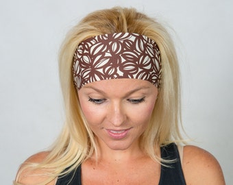 Workout Headband-Fitness Headband-Brown Yoga Headband-Running Headband-Brown Boho Headband-Fashion Headband-Women Head Wrap-Wide Headband