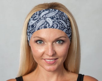 Workout Headband-Running Headband-Fitness Headband-Yoga Headband-Bandana Headband-Fashion Headband-Women Head Wrap-Wide Headband-Navy