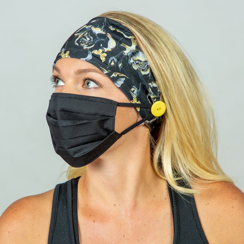 Headband with Buttons for Face MaskBlack Nurse Headband with Etsy