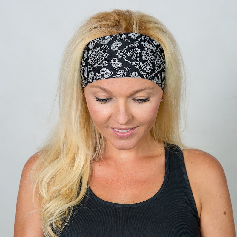 Yoga Headbandblack Workout Headbandrunning Headbandfitness Etsy