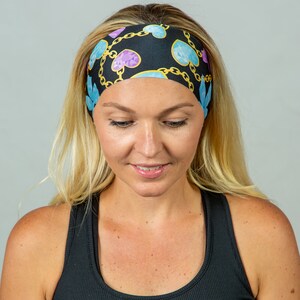 Yoga Headband-Fitness Headband-Workout Headband-Running Headband-No Slip Headband-Fashion Headband-Hearts Print Wide Headband-Head Wrap image 4