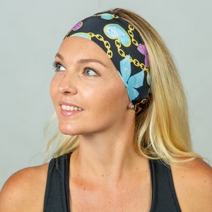 Yoga Headband-Fitness Headband-Workout Headband-Running Headband-No Slip Headband-Fashion Headband-Hearts Print Wide Headband-Head Wrap image 2