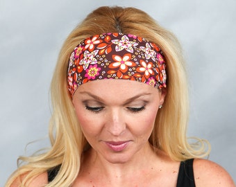 Yoga Headband-Fitness Headband-Running Headband-Wide Bohemian Headband-Fashion Headband -Head Wrap-Brown Headband-No Slip Headband-Bandana