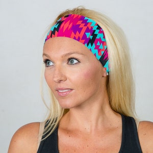 Running Headband-Workout Headband-Fitness Headband-Yoga Headband-Gym Gear-Boho Headband-Fashion Headband-Women Head Wrap-Aztec Print image 2