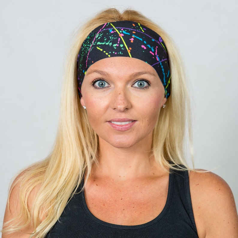 Yoga Headband-Running Headband-Black Bohemian Headband-Black Fitness Headband-Women Headband-Moisture Wicking Headband-No Slip Headband image 3