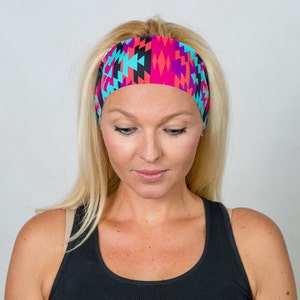 Running Headband-Workout Headband-Fitness Headband-Yoga Headband-Gym Gear-Boho Headband-Fashion Headband-Women Head Wrap-Aztec Print image 3