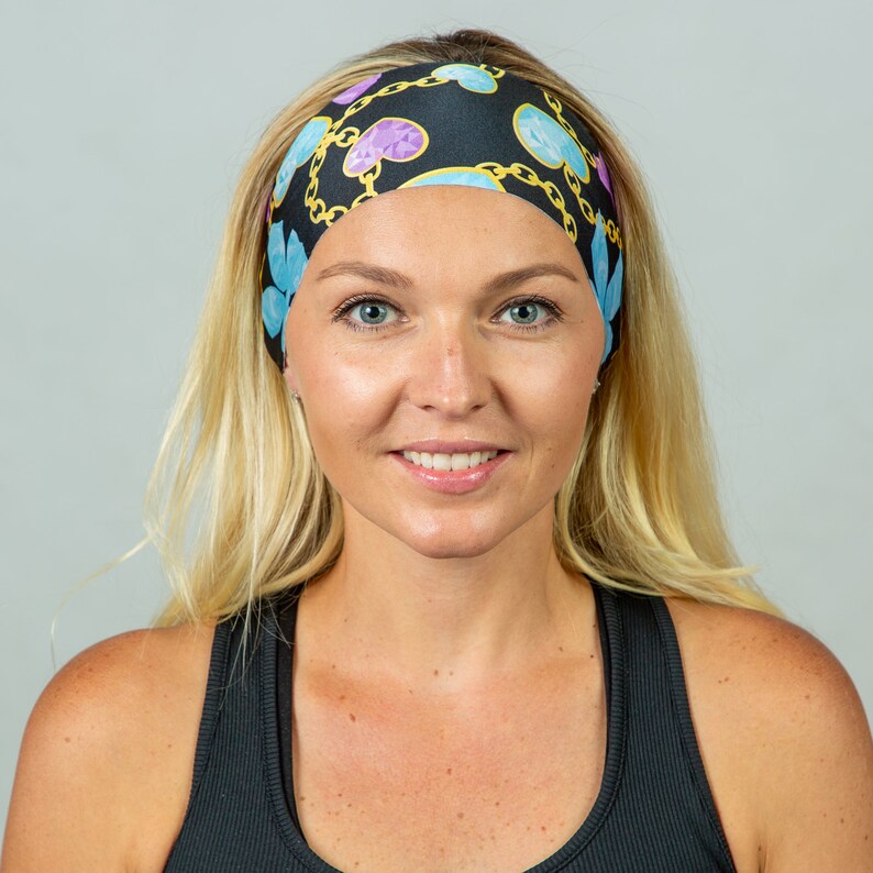 Yoga Headband-Fitness Headband-Workout Headband-Running Headband-No Slip Headband-Fashion Headband-Hearts Print Wide Headband-Head Wrap image 3