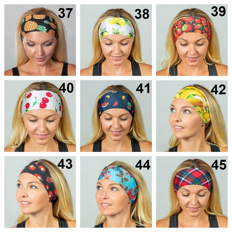 Women's headband-Buy 5 get 1 free RANDOM headband-headband for yoga-running-working out-stretchable-absorb sweat-over 70 different designs image 6