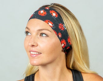 Yoga Headband for Women-Athletic/Fitness Headband-Running/Workout Headband-Lady Bog Headband-Black &Red Headband-Moisture Wicking Headband