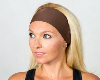 Brown Yoga Headband-Fitness Headband-Running Headband-Workout Headband-Bohemian Headband-Wicking Headband-No Slip Headband-Brown Headband