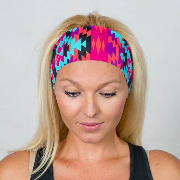 Running Headband-Workout Headband-Fitness Headband-Yoga Headband-Gym Gear-Boho Headband-Fashion Headband-Women Head Wrap-Aztec Print