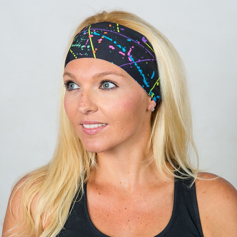 Yoga Headband-Running Headband-Black Bohemian Headband-Black Fitness Headband-Women Headband-Moisture Wicking Headband-No Slip Headband image 4