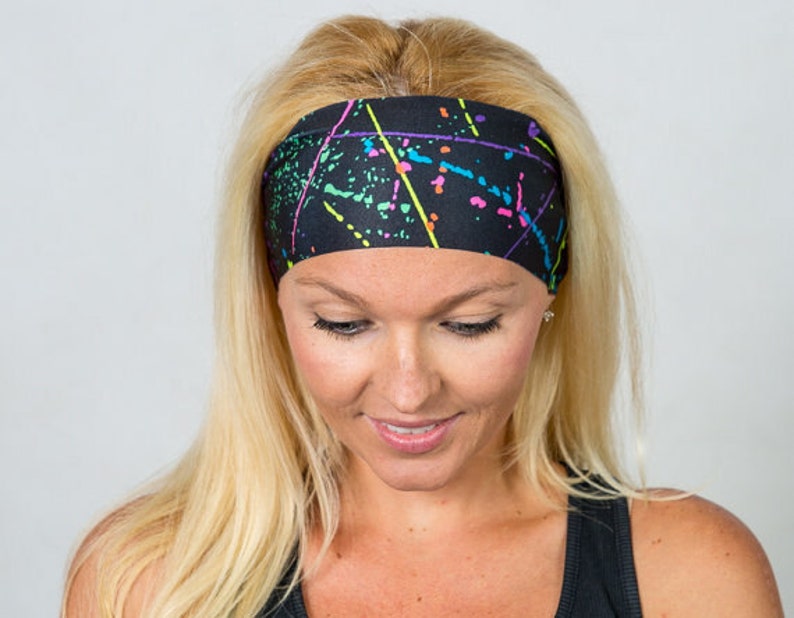 Yoga Headband-Running Headband-Black Bohemian Headband-Black Fitness Headband-Women Headband-Moisture Wicking Headband-No Slip Headband image 1